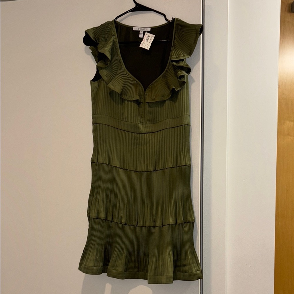 10 Crosby Derek Lam Green Ruffled Tiered Sheath Dress